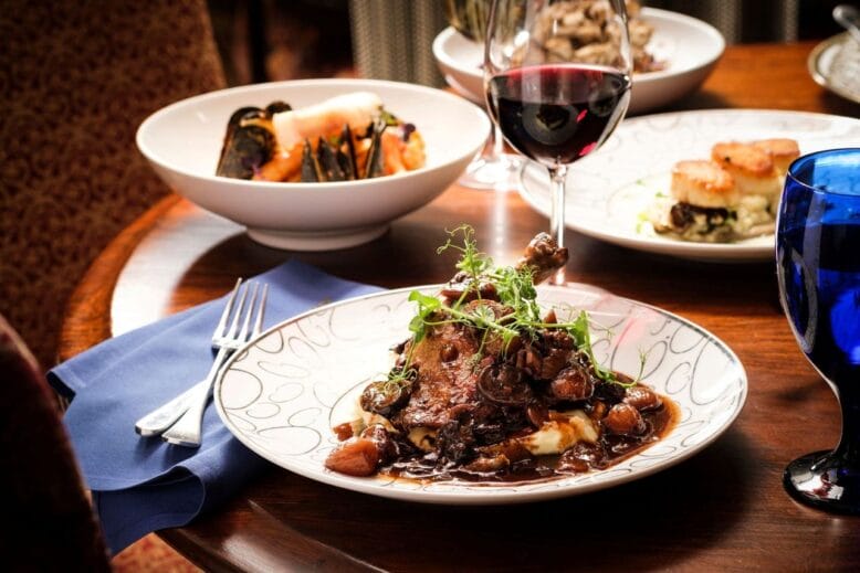 Entrées and wine at Rat's Restaurant in Hamilton, NJ