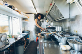 Woman in food truck