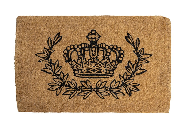 Welcome mat with a queen's crown design