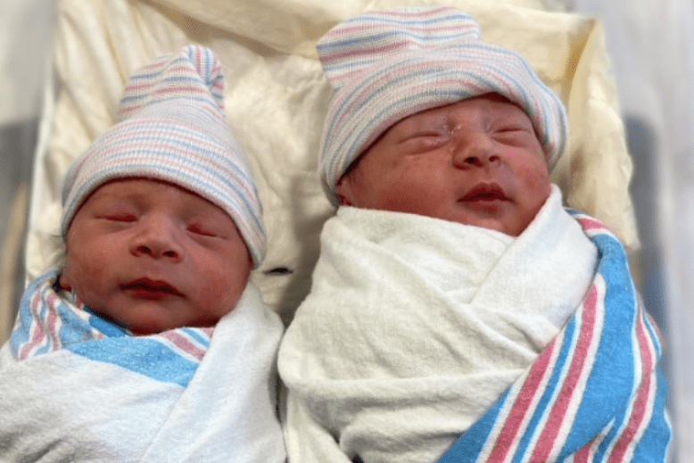 Newborn twins Ezekiel and Ezra