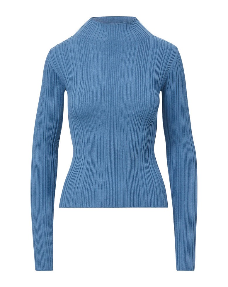 Blue ribbed pullover from Veronica Beard