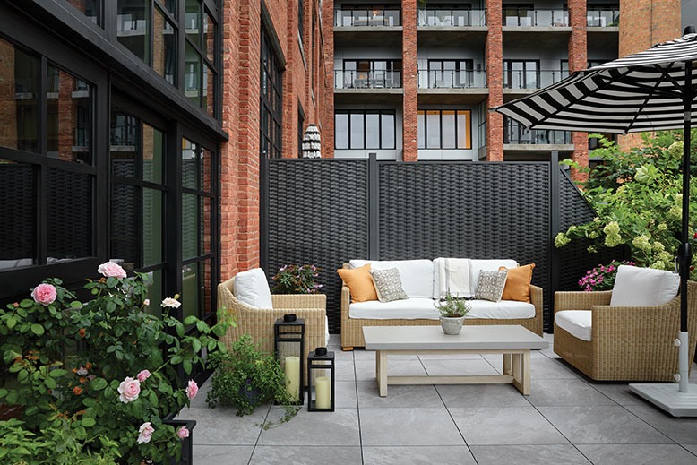 Patio adjoined to an apartment in Hoboken's Wonder Lofts