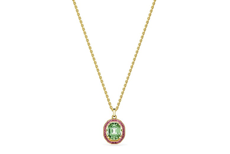 Pink and green pendant necklace