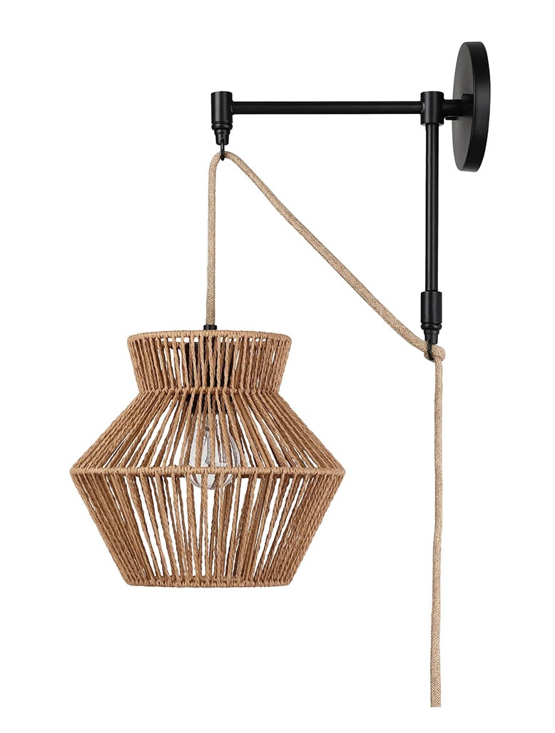 Pulley-style lamp with an open-weave shade