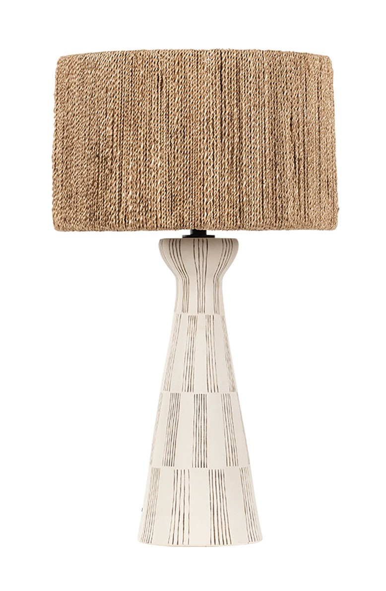 Ceramic lamp with a natural-fiber string shade
