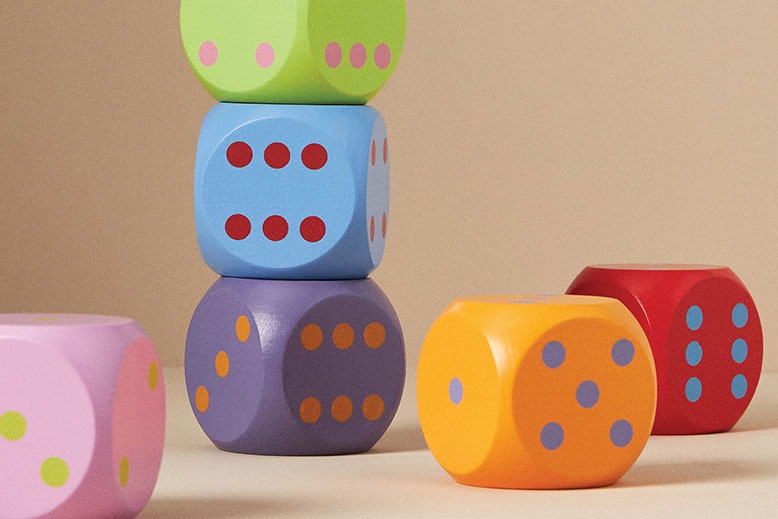 Colorful oversized dice
