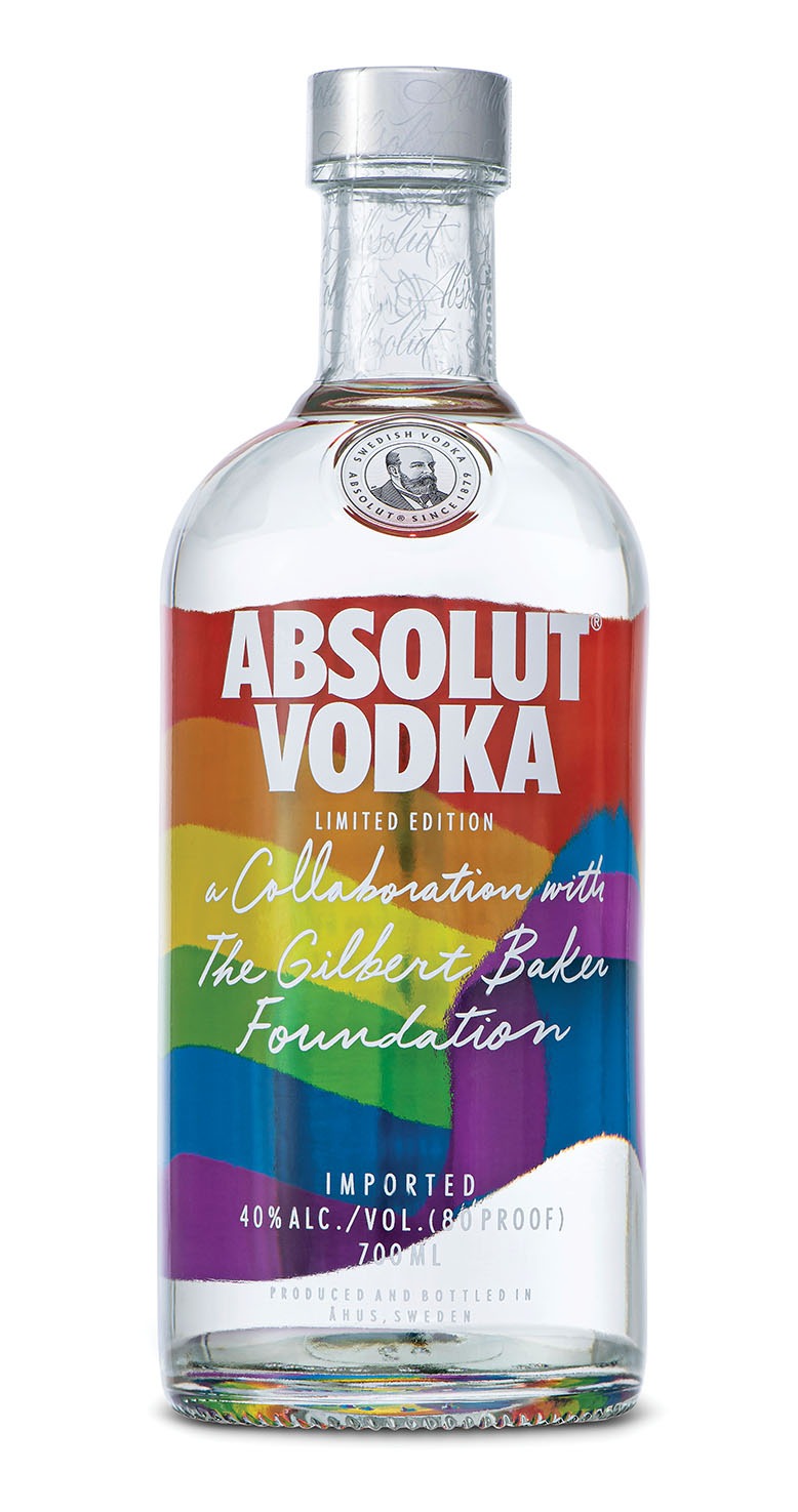 Bottle of Absolut Vodka with rainbow label