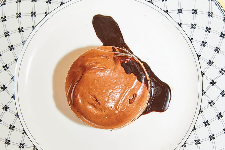 Chocolate Royale with hazelnut praline and chocolate sauce at De Floret in Lambertville