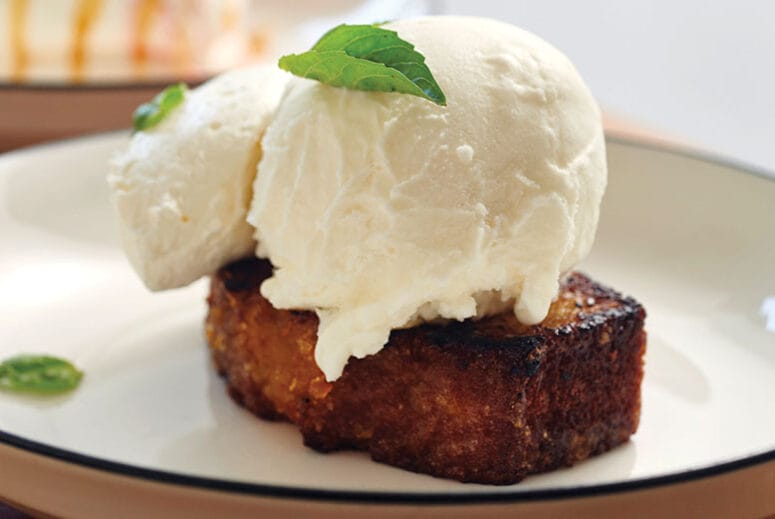 Orange cake with vanilla gelato at Clemmy’s in Waretown.