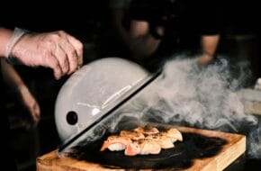 Smoked miso salmon sushi at Sushi by Sea in Ridgefield, New Jersey