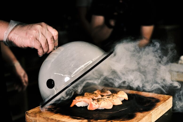 Smoked miso salmon sushi at Sushi by Sea in Ridgefield, New Jersey