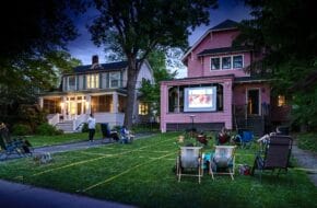 houses with outdoor movie screens