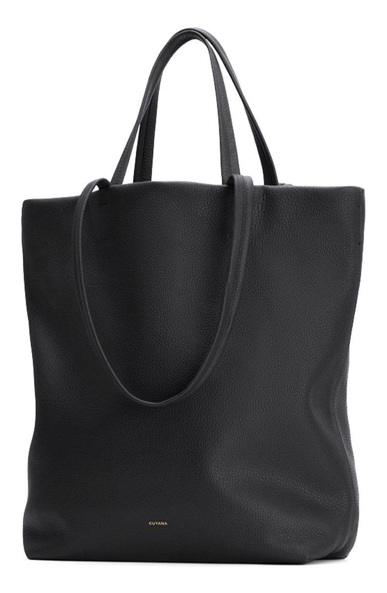 Black leather Cuyana tote