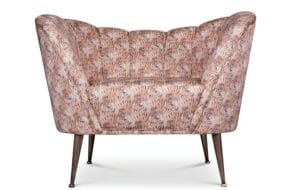 Patterned chair with a scalloped back