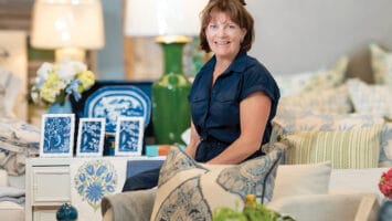 Mary Kull in her Summit retail shop, MK Linens & Home