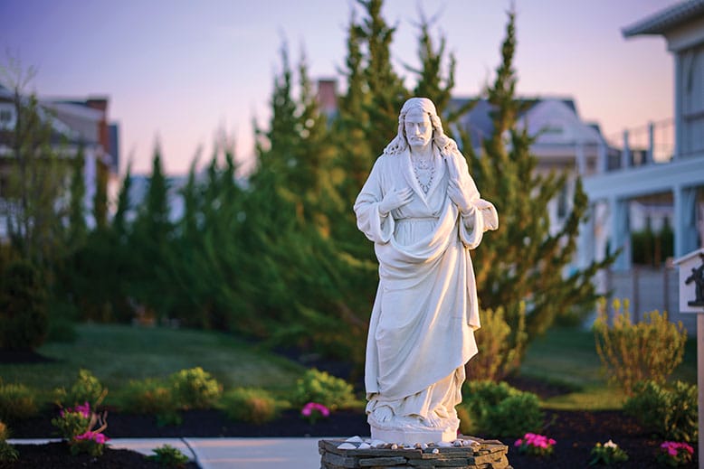 Life-size statue of the Sacred Heart of Jesus at Villa Maria by the Sea in Stone Harbor