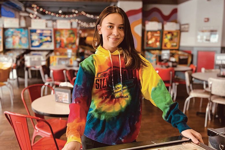 Girl at Silverball Retro Arcade in Asbury Park