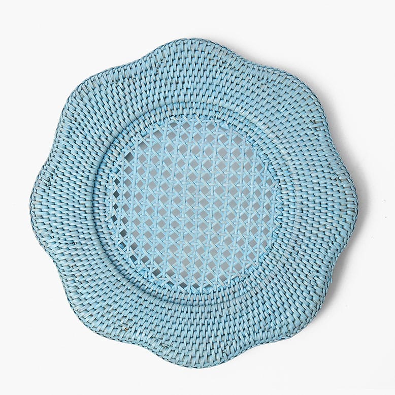 Blue rattan table charger