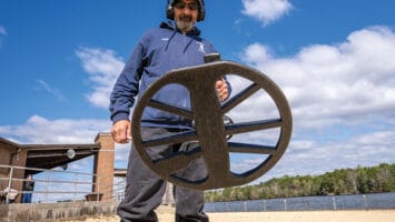 Rich Scarpignato, president of the South Jersey Metal Detecting Club, with his metal detector