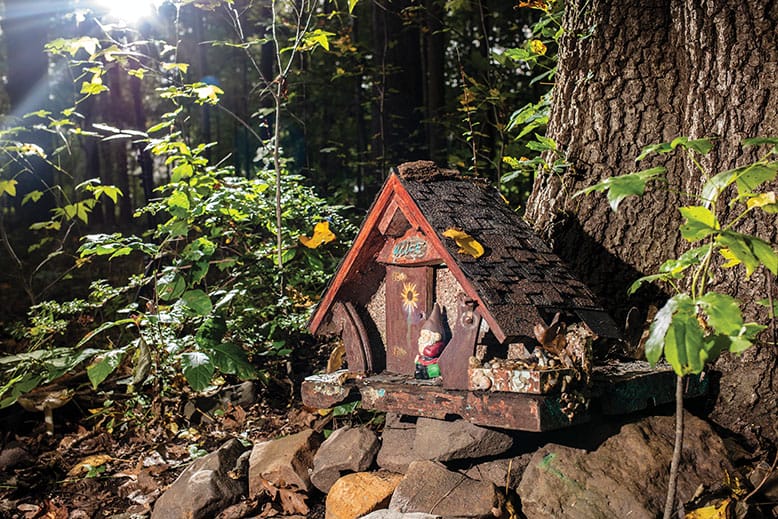 A tiny home on the South Mountain Reservation Fairy Trail in Millburn, New Jersey