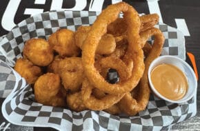 Corn dog nuggets and onion rings at Girl With a Grill in Voorhees