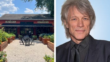 Photo of JBJ Soul Kitchen in Red Bank, New Jersey, next to photo of Jon Bon Jovi