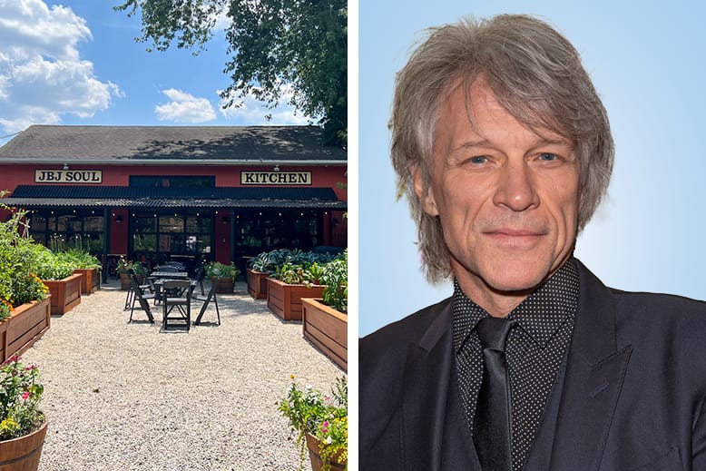 Photo of JBJ Soul Kitchen in Red Bank, New Jersey, next to photo of Jon Bon Jovi