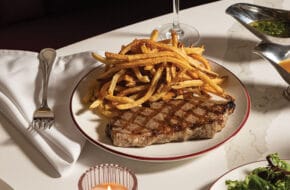 Steak and fries at Chez Frites in Atlantic City, New Jersey