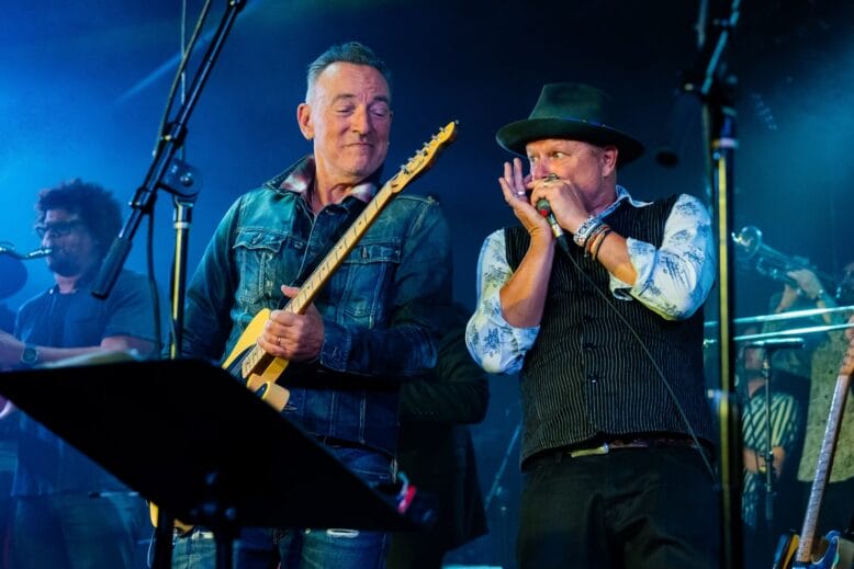 Bruce Springsteen and Danny Clinch jam at a 2024 Sea Hear Now after-party at the Stone Pony in Asbury Park, New Jersey