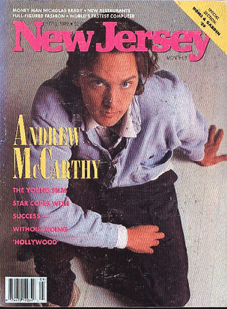 Andrew McCarthy on the cover of New Jersey Monthly magazine in April 1989
