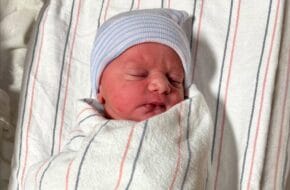 A newborn baby boy born at Robert Wood Johnson University Hospital in New Brunswick, New Jersey