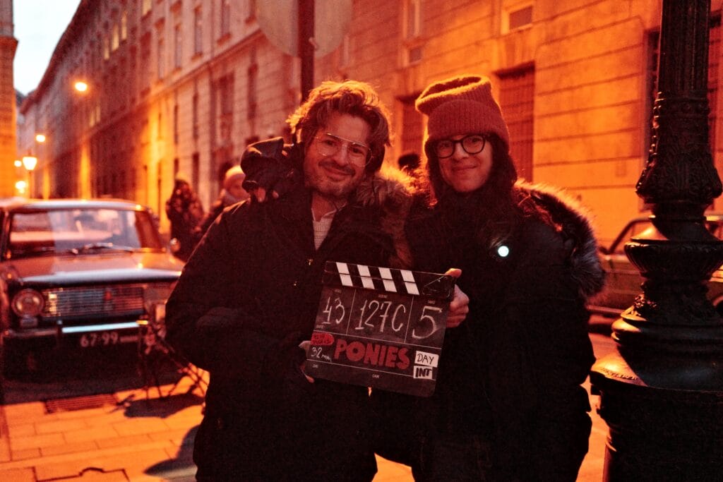 David Iserson and Susanna Fogel on the set of Ponies in Budapest. Courtesy of David Iserson.