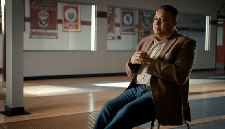 Coach Derrick Hoff in the Untouchables documentary. Courtesy of Sabbuur "Saki" Ikhlas. 