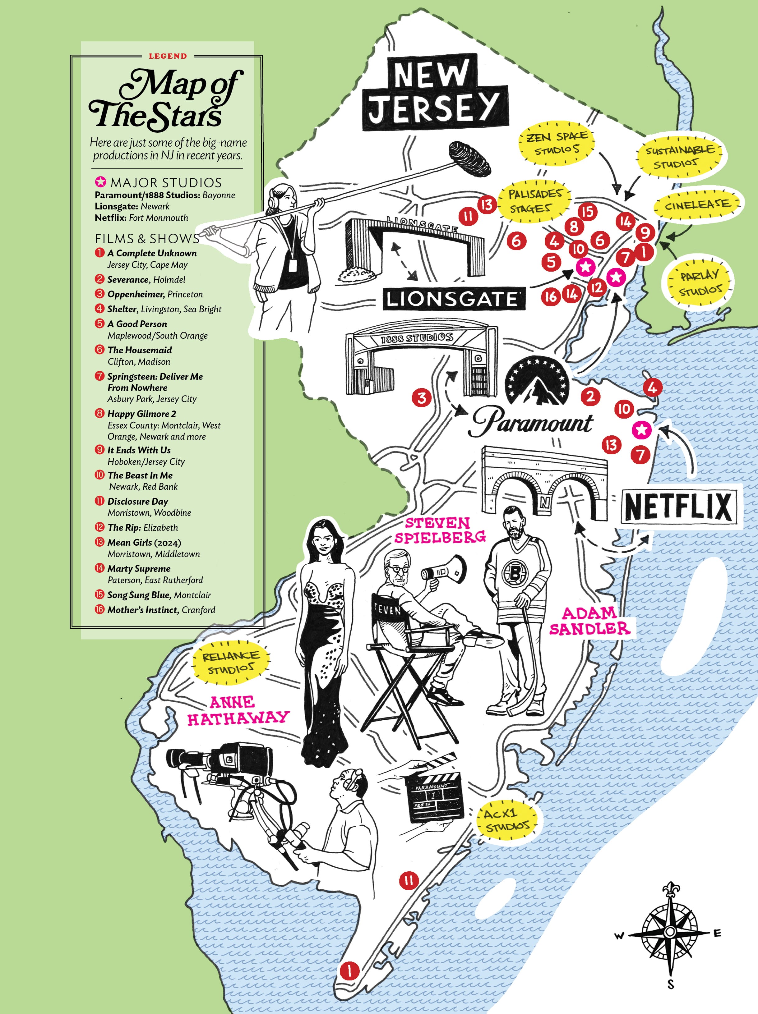 map of NJ filming locations and movie studios