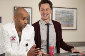 Zach Braff and Donald Faison appear in the premiere of the "Scrubs" revival.