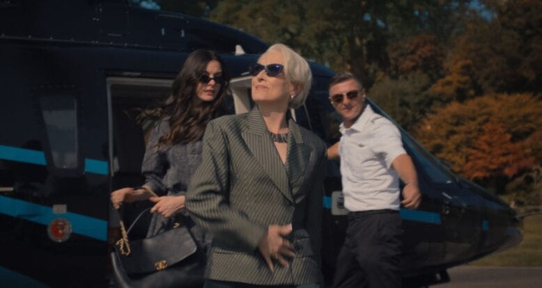 Anne Hathaway as Andy Sachs and Meryl Streep as Miranda Priestly in "The Devil Wears Prada 2."