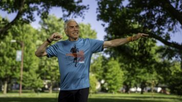 Dr. Larry Grogin is seen in Sedalia, Missouri, in May, as he runs across the country. Photo: Simon Kuo