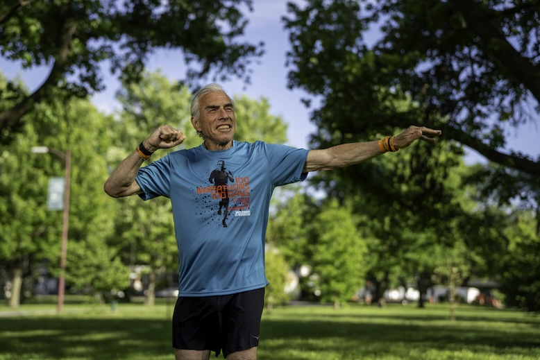 Dr. Larry Grogin is seen in Sedalia, Missouri, in May, as he runs across the country. Photo: Simon Kuo