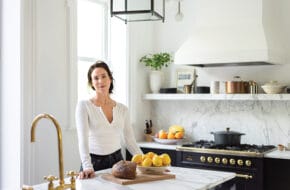 Woman in kitchen of Jersey City brownstone