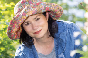 Portrait of New Jersey gardener Kim Correro in the Healing Garden in Jersey City, NJ