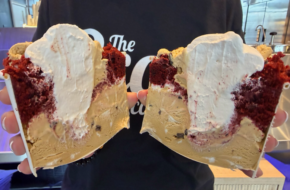 Split-open packed sundae from Scoop N Scootery in Red Bank, NJ
