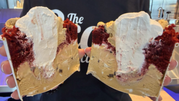 Split-open packed sundae from Scoop N Scootery in Red Bank, NJ