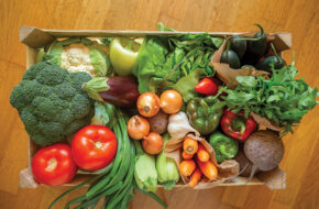 box of veggies