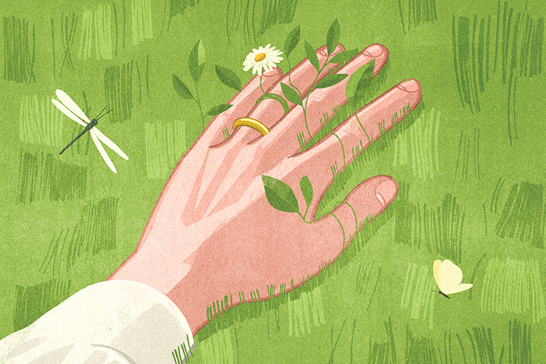 hand on grass