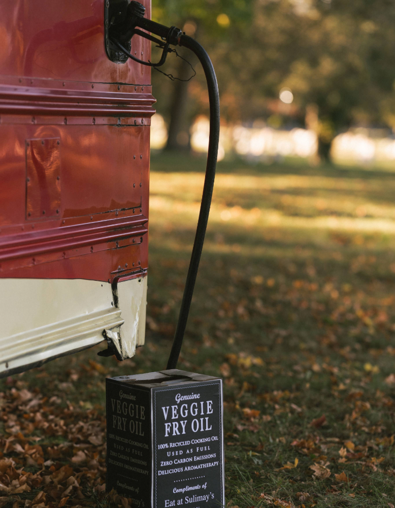 Veggie fry oil filling the tour bus of April Mae June Bugs band