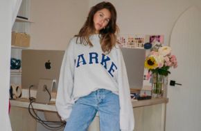 Chelsea Parke Goles in one of her brand's signature sweatshirts