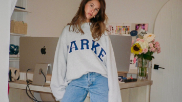 Chelsea Parke Goles in one of her brand's signature sweatshirts