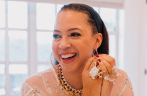 Designer Dorian Webb wearing her handmade jewelry designs