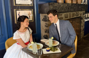 The actors playing Maria and Tony in the Paper Mill Playhouse's "West Side Story" on a "date" at the theater's new Carriage House restaurant