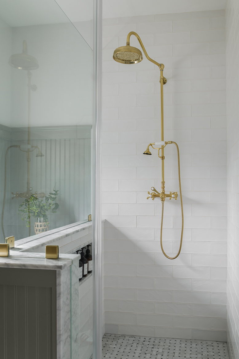 Shower in primary bathroom in Allentown, NJ, home